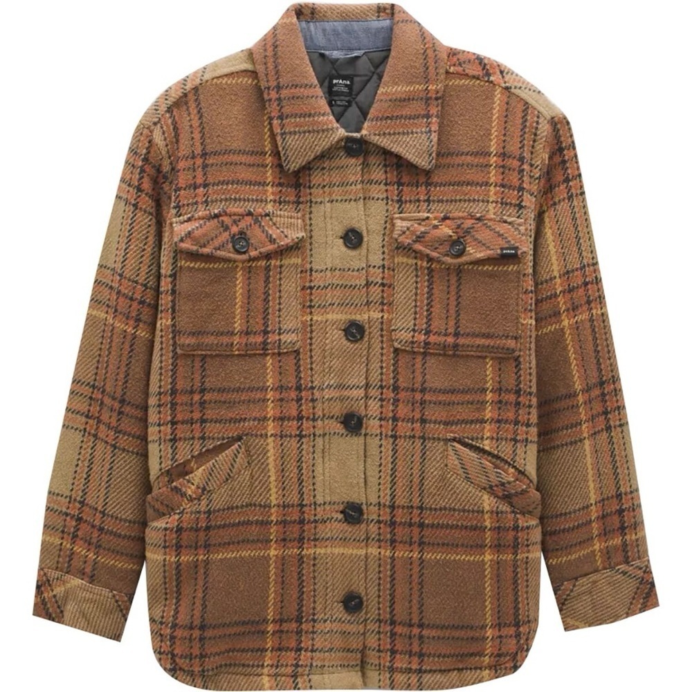 prAna 100% Organic Cotton 70’s Plaid Flannel Quilted Multi Pocket Jacket Shacket - Picture 12 of 12